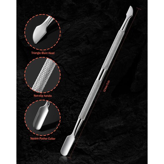 BEZOX Nagelhautschieber, 2 in 1 Profi Nagelschieber Spatel Pusher - Edelstahl Metallspatel Cuticle Pusher für Maniküre, Pediküre (Set of 1)