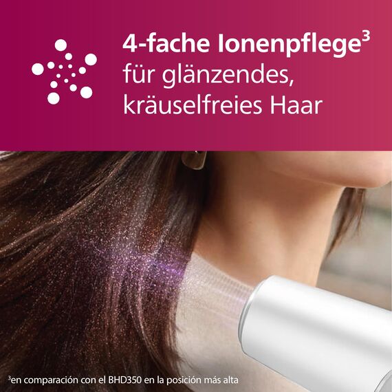 Philips Haartrockner 5000 Series, ThermoShield Technologie, Ionisierungsfunktion, 2.100 W, Weiß, mit Stylingdüse und Volumendiffusor, Modell BHD500/20