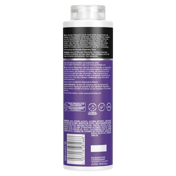 John Frieda Wunder Reparatur Conditioner - Vorteilsgröße: 500 ml - Frizz Ease Serie - Haartyp: widerspenstig, geschädigt, strapaziert - Kabinettgröße