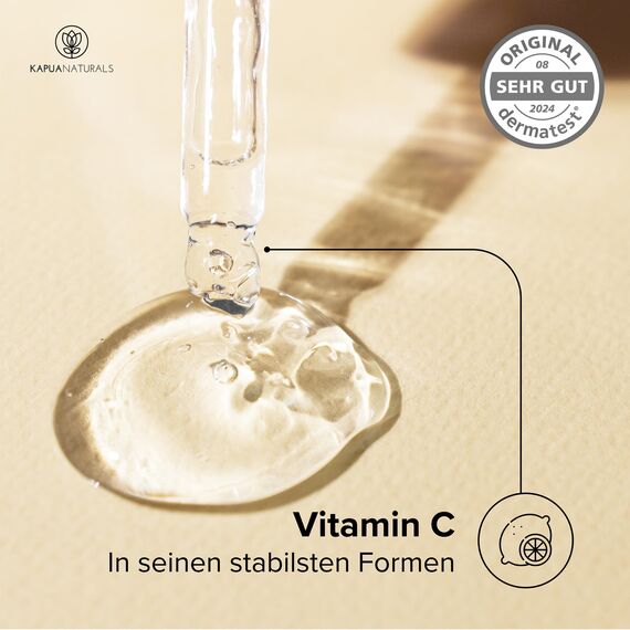 BIO Vitamin C Serum • 100ml +Hyaluron +Vitamin E +Panthenol ✓ 100% Vegan & BIO ✓ 6-Fach Vitamin C Serum Gesicht ✓hochdosiertes & verkapseltes Vitamin C für reine Haut ✓ Naturkosmetik Made in Germany