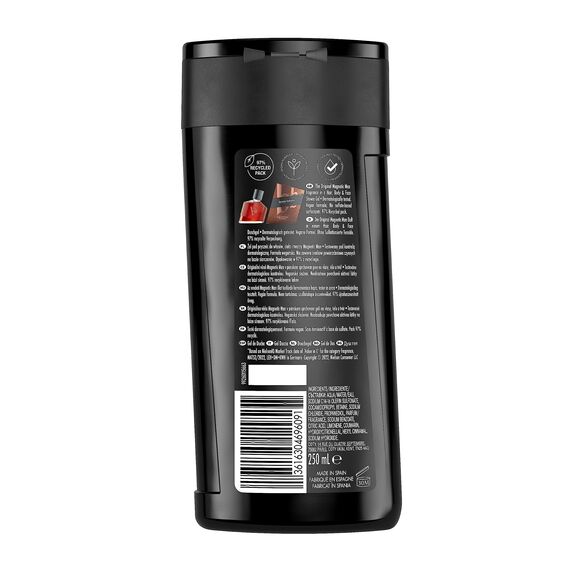 bruno banani Magnetic Man Shower Gel, 3-in-1-Duschgel mit fesselnd-holziger Ambernote, 250ml