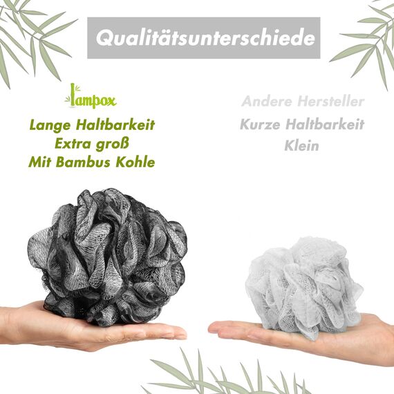 lampox - Badeschwamm [3er Pack] Duschschwamm, Peelinghandschuh, Badebürste, Peeling schwamm, Luffa schwamm, extra groß (Mix C)