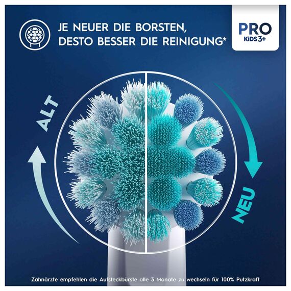 Oral-B Pro Kids Frozen Elektrische Zahnbürste für Kinder — Electric Toothbrush ab 3 Jahren inkl. 1 Aufsteckbürste, Reise-Etui und 2 Putzmodi für Zahnpflege, Blau/Lila