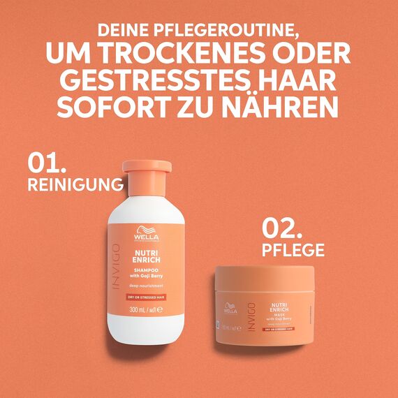 Wella Professionals Invigo Nutri Enrich Feuchtigkeitsshampoo – tiefenwirksam pflegende Haarwäsche für strapaziertes Haar – glättendes, intensiv nährendes Shampoo – 300 ml