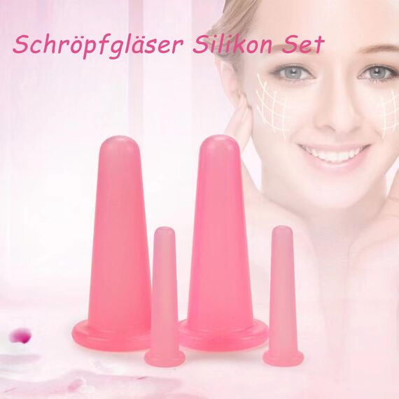 Schröpfgläser Silikon Set, Gesicht Schröpfen Silikon Vacuum Cup 4 Stück, Eye Massager mit Aufbewahrungsbeutel, Cellulite Cup Schröpfmassage Tools, Schröpftherapie