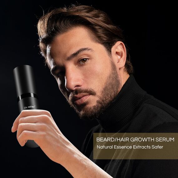 Dr.roller Bartroller Bartwuchs Set, Derma Roller 0,5mm und Bartöl-Serum Stimuliert Bart Haarwuchs, Microneedling Bart Derma Roller für Haare Kopfhaut Gesicht Körper - Männer & Frauen