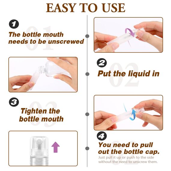 Mozeat Lens 6 Stück Mini Parfüm Nachfüllbar 5ml Parfümzerstäuber Leere Sprühflaschen Travel Spray Container Kunststoff Duft Pumpe Fall Tragbare Parfüm Sprühflasche für Reisen Ausgehen