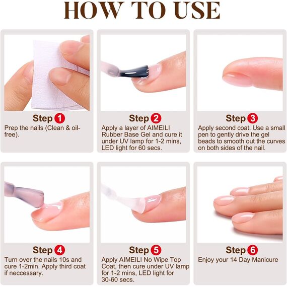 AIMEILI Rubber Base Gel Soak Off UV LED Rubber Base Coat Nägel Unterlack Gel Nagellack Maniküre 10ml (588)