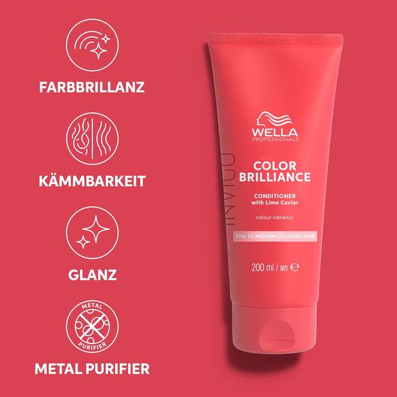 Wella Professionals Invigo Color Brilliance Conditioner fine – glättende Haarspülung mit Farbschutz für gefärbtes, feines Haar – mit Vitamin E und Antioxidantien – 200 ml