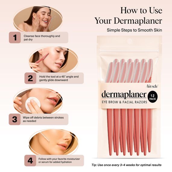 Kitsch Dermaplaning Tool – 12 Stück Rasiermesser, Gesichtsrasierer Frauen, Augenbrauenrasierer, Gesichtshaarentfernung für Frauen, Dermaplane-Rasierer für das Gesicht, Coral