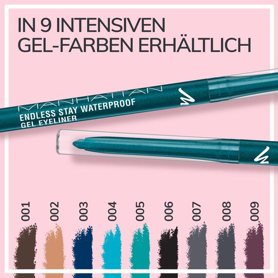 Manhattan Endless Stay Waterproof Gel Eyeliner – Grüner Gel Eyeliner mit Glitzer und herausdrehbarer Mine ohne Anspitzen – Farbe Emerald Sparkle 005 – 1 x 2,6g (Packung mit 2)