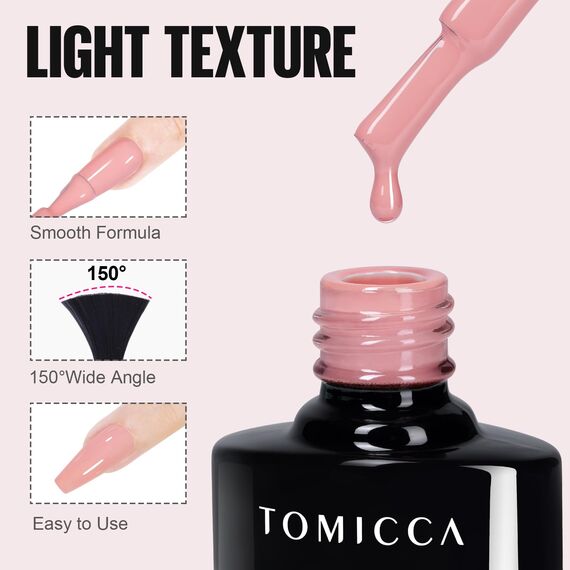 TOMICCA 4 Farben UV Nagellack Rose Nude Weiß Set Gel Nagellack Soak Off UV/LED Geschenk Nicht Giftig und Lange Dauer Für Starter Nail Art Salon DIY Home, 8ml