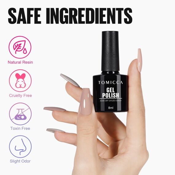 TOMICCA 6 Farben UV Nagellack Nude Set Herbst Natürliche Farbe Gel Nagellack Soak Off Geschenk Nicht Giftig und Langlebig für Starter Nail Art Salon DIY Home, 8ml