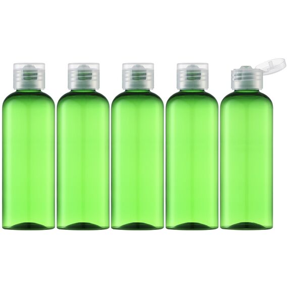 Toureal Shampoo Flaschen zum Befüllen 100ml - Reise Flasche aus Kunststoff Set Geeignet für Flugzeuge - Travel Size Shampoo Bottles for Toiletry - Kleine Reiseflaschen für Kosmetik 5 Stück Hellgrün
