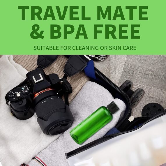 Toureal Shampoo Flaschen zum Befüllen 100ml - Reise Flasche aus Kunststoff Set Geeignet für Flugzeuge - Travel Size Shampoo Bottles for Toiletry - Kleine Reiseflaschen für Kosmetik 5 Stück Hellgrün