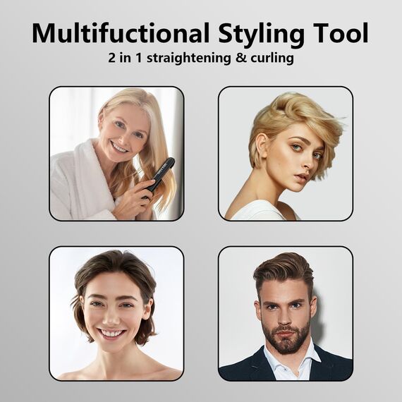 Melydo Mini Glätteisen für kurzes Haar, Tragbarer Reise-Mini-Haarglätter für kurzes Haar, duale Spannungsversorgung, Keramik-Heizplatte (Schwarz)