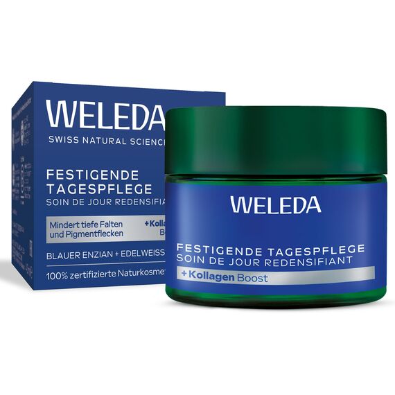 WELEDA Bio Festigende Tagespflege Blauer Enzian & Edelweiß - Naturkosmetik Natural Anti Aging Gesichtscreme/Feuchtigkeitscreme mindert tiefe Falten & reduziert Pigmentflecken (vegan, 40ml)