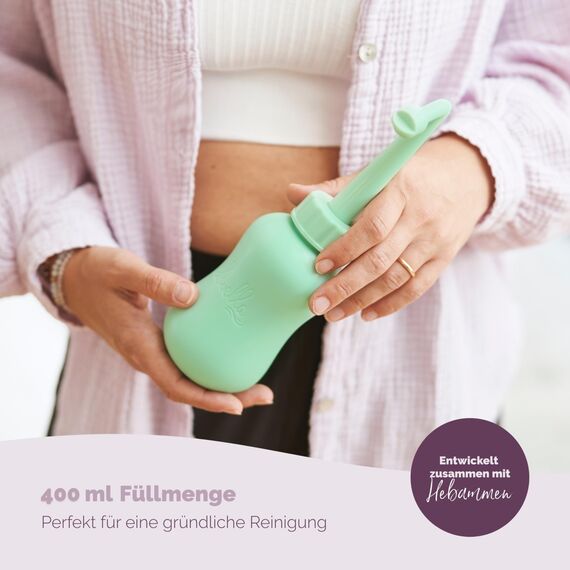 Livella Intimdusche in Mint (400 ml) – Entwickelt in Deutschland - Für eine sanfte und hygienische Reinigung des Intimbereichs – Mehr Wohlbefinden im Wochenbett – Ideal als Reisebidet und Podusche