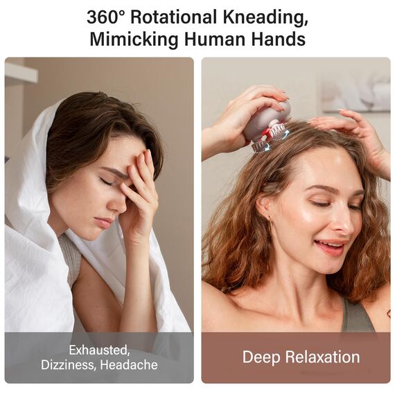 arboleaf Kopfhaut-Massagegerät elektrische Kopfmassage IPX7 wasserdicht mit 8 abnehmbaren Massageköpfen und 3 Massagemodi, handliches Kopfmassagegerät für Entspannung, Tiefenreinigung(rosa)