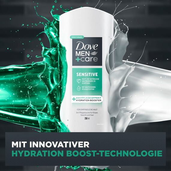Dove Men+Care 3-in-1 Duschgel Sensitive Duschgel für Körper, Gesicht und Haar für empfindliche Haut 250 ml