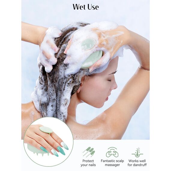 HEETA Kopfhautmassagegerät für Haarwuchs, Haar-Kopfhautbürste mit weichen Silikonborsten zur Schuppenentfernung und Stressabbau, Kopfhautwäscher für dickes dünnes lockiges glattes Naturhaar, Mintgrün