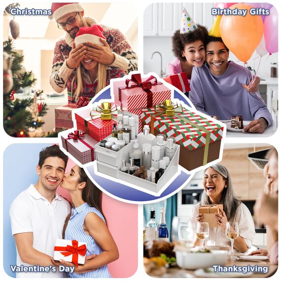 DancesCat Make Up Kosmetik Organizer mit Schubladen, Makeup Organizer Aufbewahrung Kosmetikbox für Waschtische, Schminktisch Organizer Box für Schlafzimmer, Badezimmer, Große Schmink Organizer