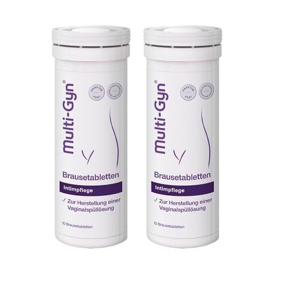 Multi-Gyn Brausetabletten – Vaginaldusche auf Basis natürlicher Inhaltsstoffe für eine sanfte und optimale Vaginalhygiene – für Intimdusche Dusche Frau - 10 Tabletten pro Packung (Packung mit 2)