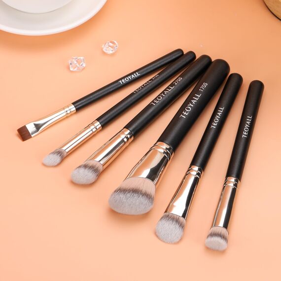 TEOYALL Concealer Pinsel Set, Flachkopf Rouge Pinsel, Angewinkelter Nasenkontur Pinsel, ultradünner Eyeliner-Augenbrauenpinsel für makelloses Finish