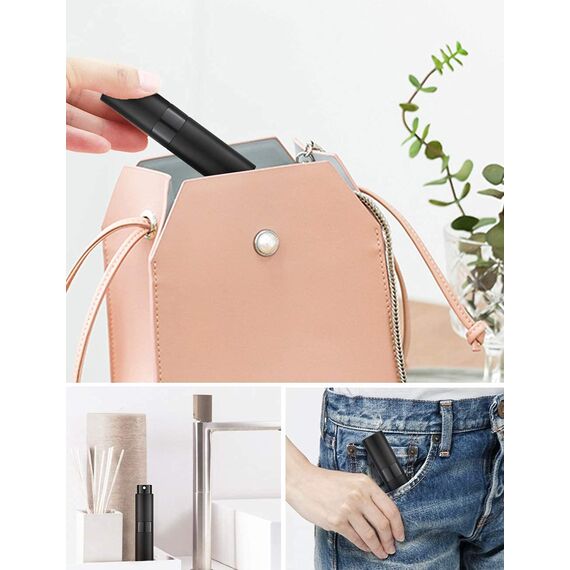 Toureal 8ML Parfum Zerstäuber Leer (3 Stück) Mini Spruehflasche, Parfüm Behälter, Parfümzerstäuber Nachfüllbar (Schwarz, Tiefgrau, Silber)