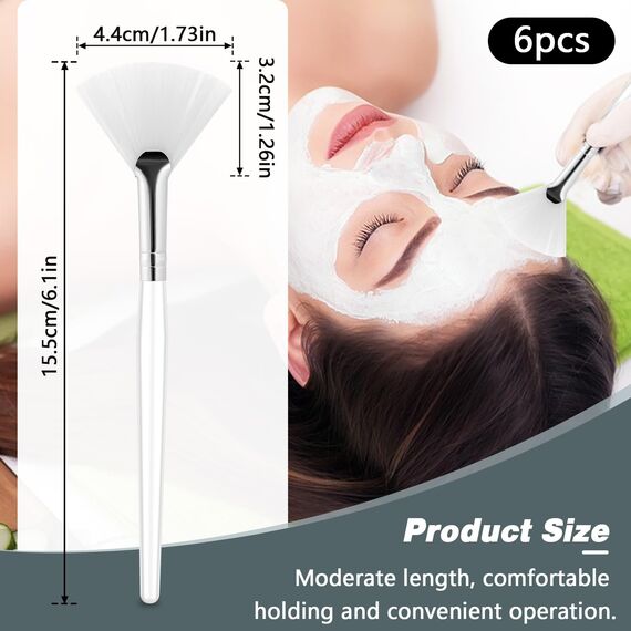 6 Stück Gesichtspinsel Fächerpinsel Fan Pinsel Gesichtsmaske weich Make-up Maske Bürsten mit transparentem Kunststoffgriff Gesichts-Bürsten Säure Applikator für Schlamm-Gesichtscreme