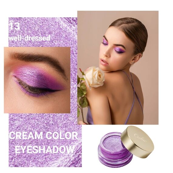 Oulac Glitzer Lidschatten Violett| Hochpigmentierter Creme-Lidschatten| Wasserfest & Langlebig| Metallisch schimmernde Finish| Verblendbar & Faltenfreies Augen-Makeup|Vegan |06g (13)