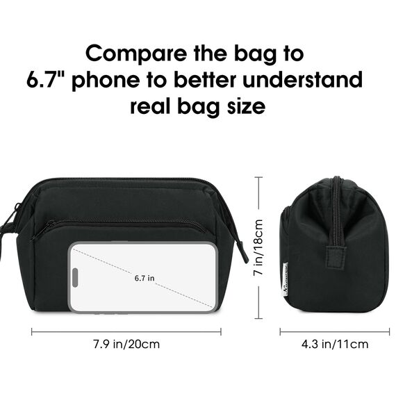 Narwey Kulturtasche Damen Kulturbeutel Kosmetiktasche Schminktasche Reise Make-up-Tasche mit Weit Offener Tasche für Damen Frauen (Schwarz)