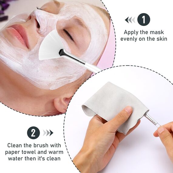 6 Stück Gesichtspinsel Fächerpinsel Fan Pinsel Gesichtsmaske weich Make-up Maske Bürsten mit transparentem Kunststoffgriff Gesichts-Bürsten Säure Applikator für Schlamm-Gesichtscreme