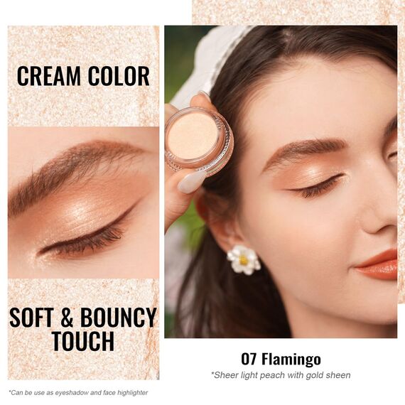 Oulac Glitzer Lidschatten Heller Pfirsich| Lidschatten & Highlighter Duo| Wasserfest & Langlebig| Transparent Glitzer Finish| Verblendbares & faltenfreies Augen-Makeup| Vegan |06g (07)