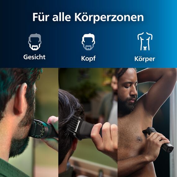 Philips Multigroom Series 9000, 13-in-One-Barttrimmer und Haarschneider inkl. OneBlade, für Gesicht, Kopf und Körper, 27 Längeneinstellungen (0.2-20 mm), schwarz (Modell MG9530/15)