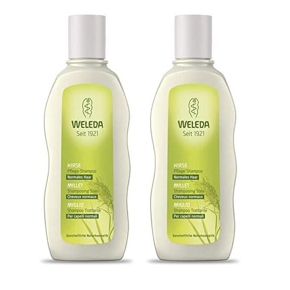 WELEDA Bio Hirse Pflege-Shampoo, Naturkosmetik Duschgel für die sanfte Reinigung von Haar und Kopfhaut, Pflegedusche für natürlichen Glanz und Spannkraft der Haare (1 x 190 ml) (Packung mit 2)