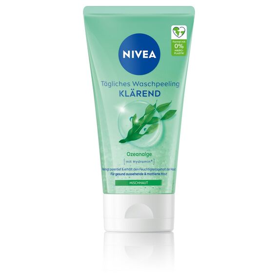 NIVEA Tägliches Wasch-Peeling, Peeling ohne Mikroplastik für eine porentiefe Gesichtsreinigung, mattierendes Gesichtspeeling reduziert Hautunreinheiten und pflegt die Haut (150 ml)