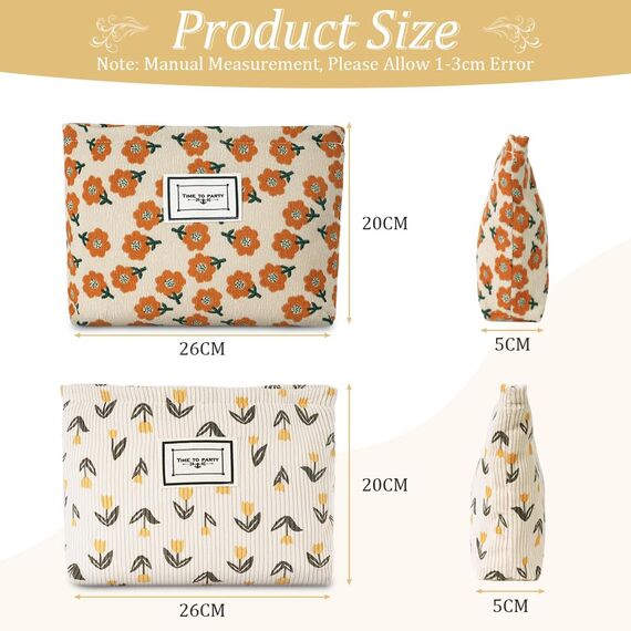 Aucuu Kulturtasche Cord, Multifunktionaler Kosmetiktasche Mit Großer Kapazität, Waschtasche Für Reisen, Kulturbeutel Schminktasche Taschen Organizer