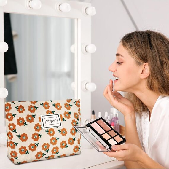 Aucuu Kulturtasche Cord, Multifunktionaler Kosmetiktasche Mit Großer Kapazität, Waschtasche Für Reisen, Kulturbeutel Schminktasche Taschen Organizer