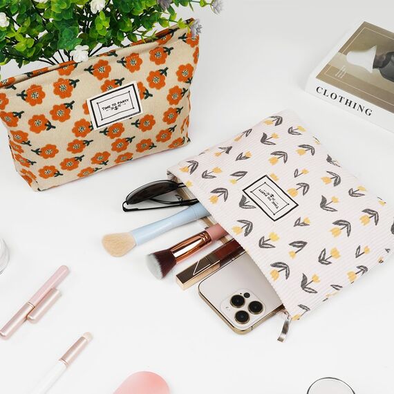 Aucuu Kulturtasche Cord, Multifunktionaler Kosmetiktasche Mit Großer Kapazität, Waschtasche Für Reisen, Kulturbeutel Schminktasche Taschen Organizer