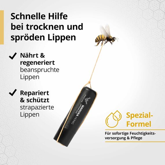 maorika Manuka Lippenpflege - Natürliche Pflege mit hochwertigem Manuka Honig MGO 400+ Lippenbalsam für geschmeidige Lippen und bei Herpes