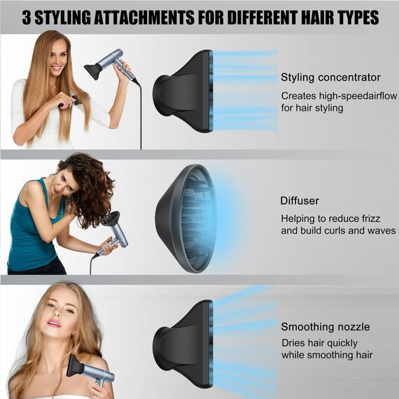 slopehill Haartrockner mit einzigartigem bürstenlosem Motor | Intelligente Fehlerdiagnose | Innovativer Mikrofilter | Oxy Active Technology | LED-Anzeige | 268g Superleicht, 2000W (Blau)