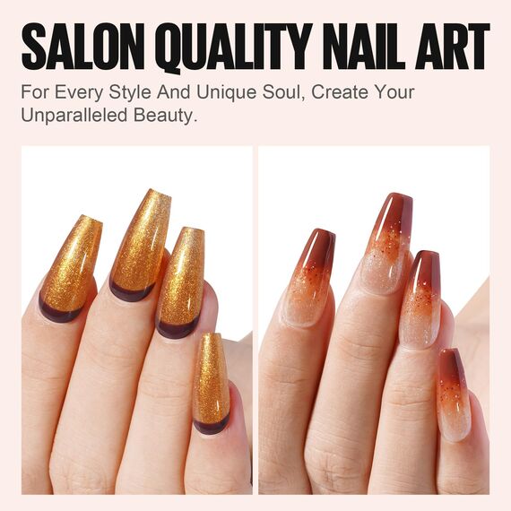 TOMICCA 6 Farben UV Nagellack Herbstfarben Braun Glitter Set Gel Nagellack Soak Off UV/LED Geschenk Nicht Giftig und Langlebig Für Starter Nail Art Salon DIY Home, 8ml