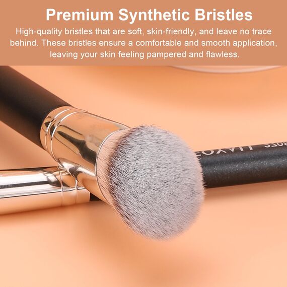 TEOYALL Angewinkelter Foundation Kontur Pinsel, Synthetischer Kabuki Pinsel zum Verbergen, Mischen, Festlegen und Auftragen von flüssigen, Cremes und Puder-Kosmetika