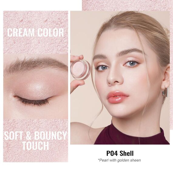 OULAC Lidschatten Perlen-Finish | Lidschatten & Highlighter Perle Feine Textur | Wasserfest & Langlebig | Metallisch Perlen Finish Augen-Makeup | Vegan | 06g (P04) Shell