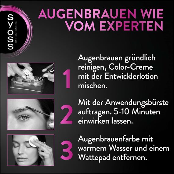 Syoss Augenbrauen Kit Augenbrauenfarbe 4-1 Dunkelbraun Stufe 3 (17 ml), Augenbrauen färben für einen natürlichen Look und ein langanhaltendes Ergebnis, 2x 17 ml