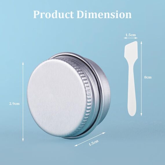 Flintronic 24 Stück Döschen, 5ml Aluminium Leer Döschen, Cremedose Leer mit Kleiner Löffel und Etikett, Reise Töpfchen Döschen Set für Mini-Kerzen Kosmetik