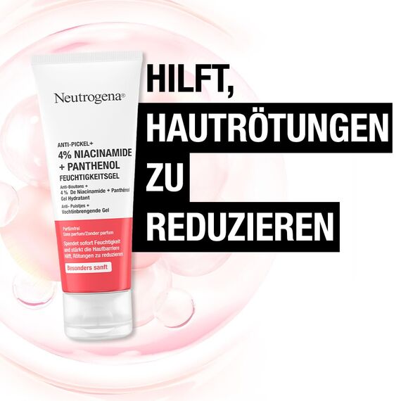 Neutrogena Anti-Pickel+ Feuchtigkeitsgel 4Prozent Niacinamide + Panthenol 50ml - parfümfrei für schonende Pflege bei unreiner Haut und schonende Gesichtspflege