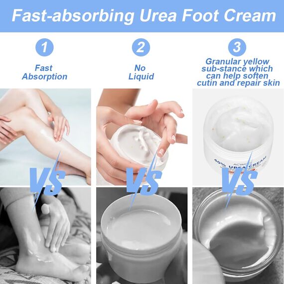 ACWOO Urea Fußcreme 40%, Heel Balm lindert Juckreiz, Anti Hornhaut Intensiv-Creme und Erweichung der Haut, Foot Chap Cream für Trockene, Rissige Füße, Hände, Fersen, Ellbogen, 150g