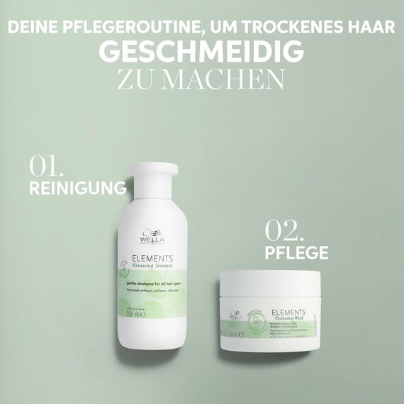 Wella Professionals Elements Renewing Shampoo ohne Sulfate und Silikone – beruhigende Haarpflege für empfindliche Kopfhaut – mit Aloe Vera und Vitmain E – Nachfüllpack 1 l